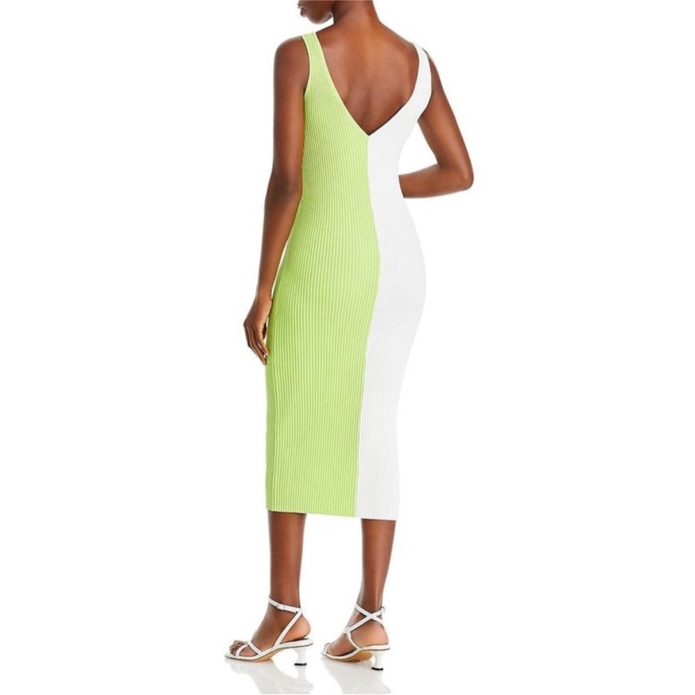 STAUD Dana Ribbed Colorblock Midi Dress NWOT Small - Picture 2 of 11